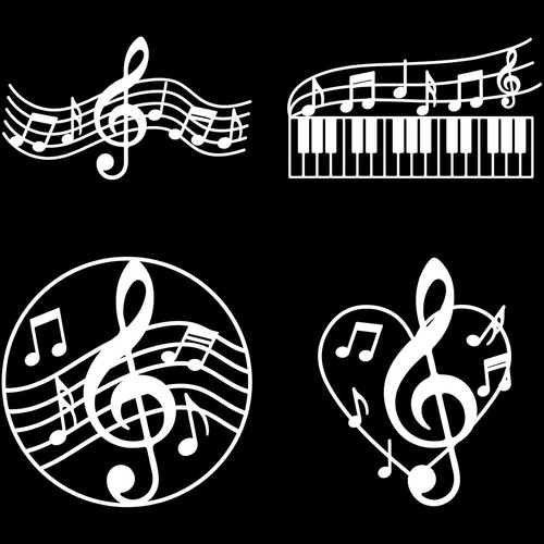 Musiknoten autoaufkleber 4er - musiknoten,