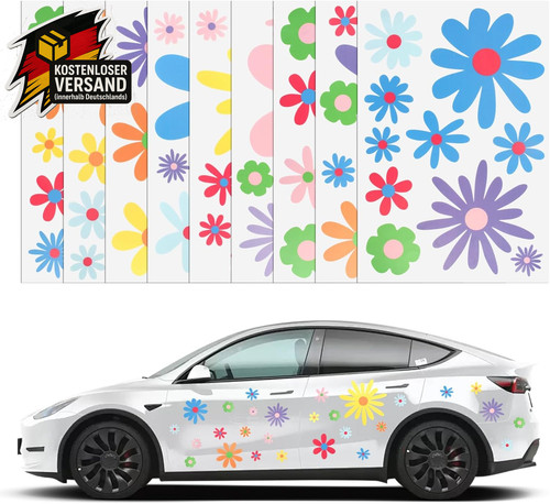Autoaufkleber set blumen - autoaufkleber,